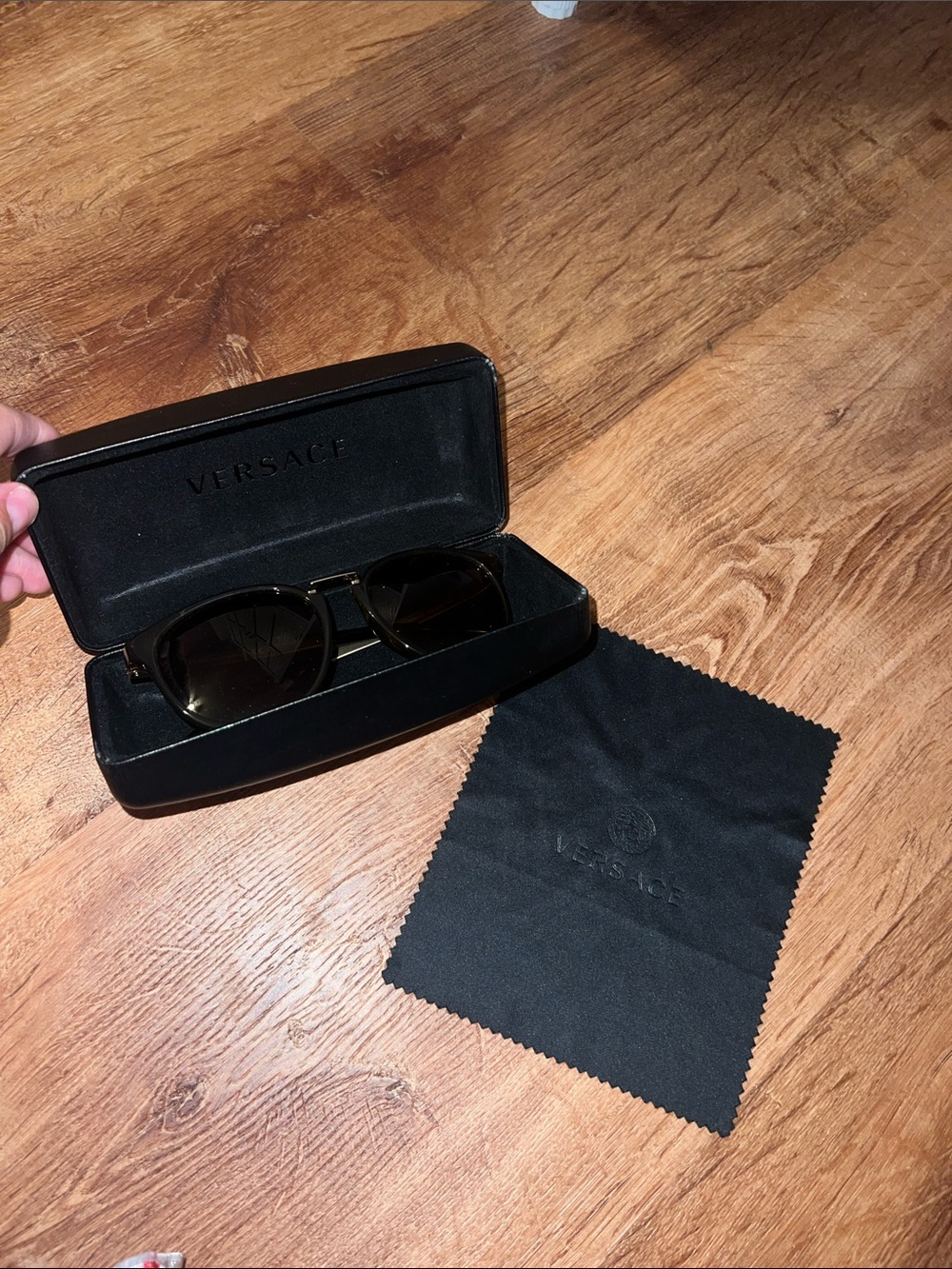 Versace Black Frame Sunglasses with Cleaning Cloth